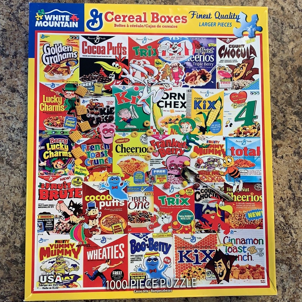 1000 Piece Puzzle-cereal boxes